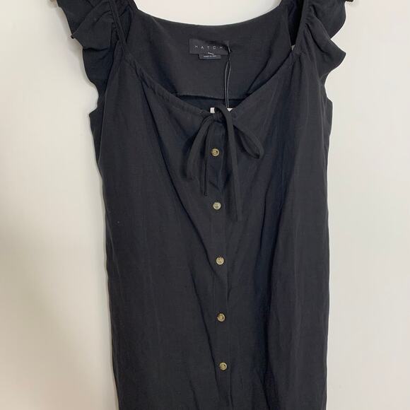 Hatch Collection Jenna Ruffle Button Front Midi Dress Black Maternity New Small - Picture 8 of 16